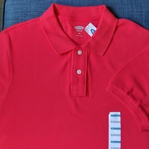 Red men's short sleeve polo shirt